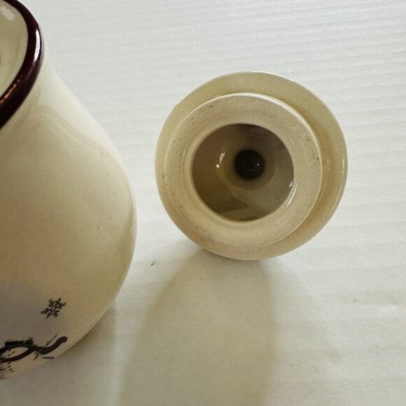 Royal Seasons Stoneware Sugar Bowl with Lid Snowman Snowflakes Christmas Holiday - Picture 7 of 9